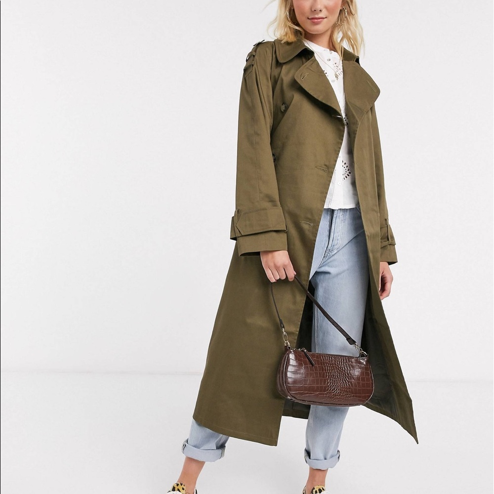 ASOS DESIGN - Longline Classic Trench Coat in Khaki